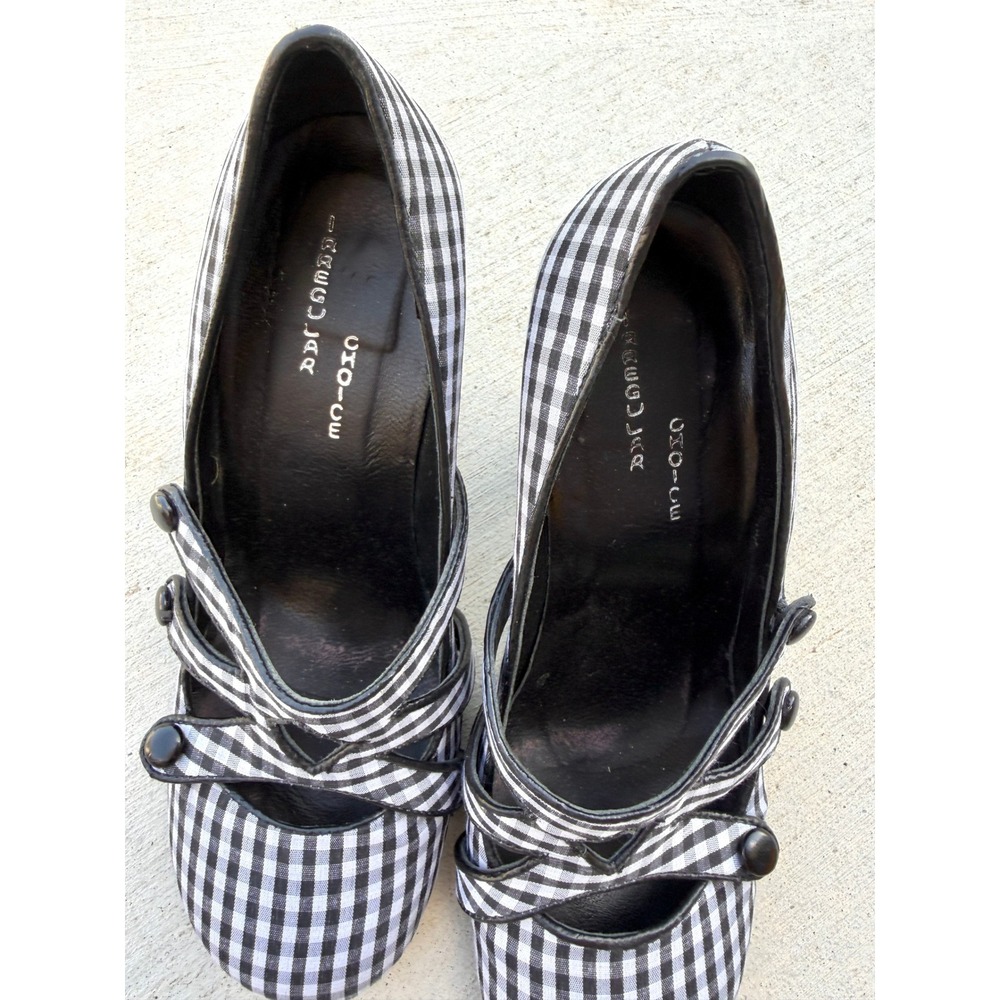 Irregular Choice Gingham Mary Jane Pumps Black White Checkered Heels Size 8 - Picture 6 of 8